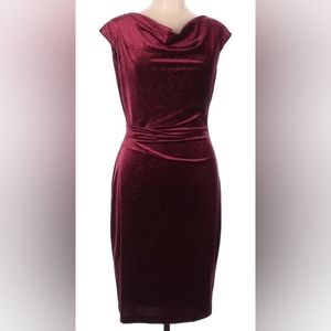 ELIZA J sparkle stretch velvet burgundy dress